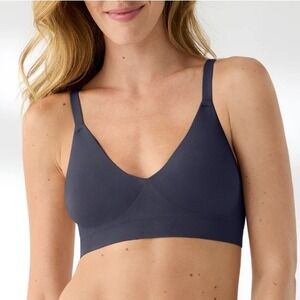 TRUE & CO Soft Form V-Neck Adjustable Strap Bra Nightfall Navy Women Size Medium